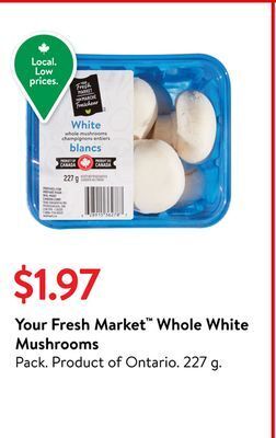 Walmart Your fresh market whole white mushrooms offer