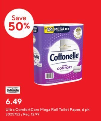 Staples Cottonelle ultra comfortcare mega roll toilet paper, 6 pk offer