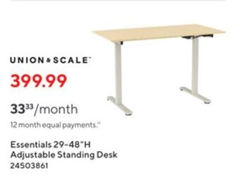 Staples Union & scale essentials 29-48h adjustable standing desk offer