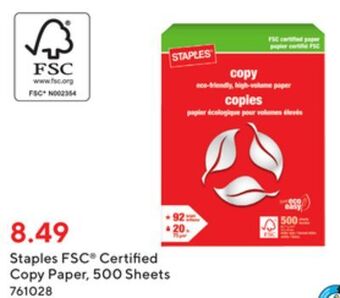 Staples Staples fsc certified copy paper, 500 sheets offer