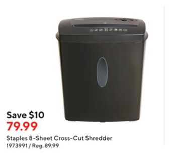 Staples Staples 8-sheet cross-cut shredder offer