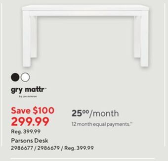Staples Gry mattr parsons desk offer