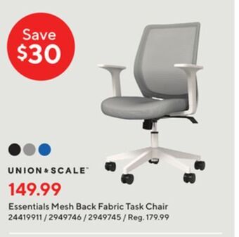 Staples Union & scale essentials mesh back fabric task chair offer