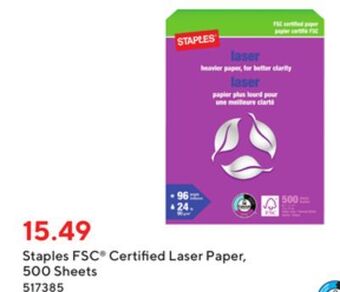 Staples Staples fsc® certified laser paper, 500 sheets offer