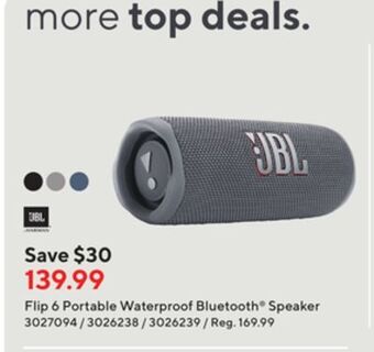 Staples Jbl flip 6 portable waterproof bluetooth® speaker offer