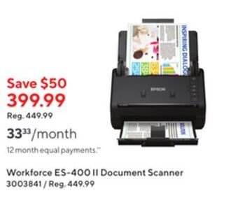 Staples Epson workforce es-400 ii document scanner offer