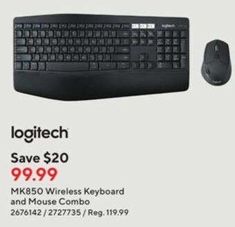 Staples Logitech mk850 wireless keyboard and mouse combo offer