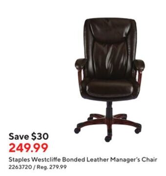 Staples Staples westcliffe bonded leather manager's chair offer