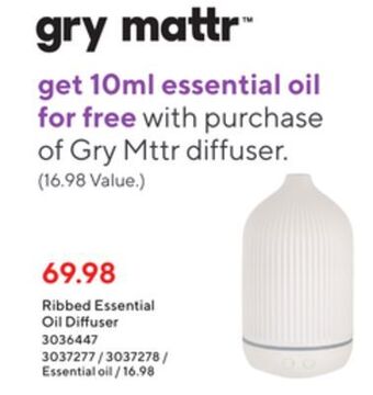 Staples Gry mattr ribbed essential oil diffuser offer