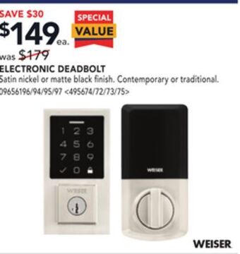 Lowe's Weiser electronic deadbolt offer