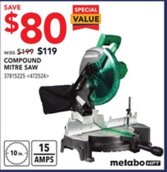 Lowe's Metabo hpt compound mitre saw offer