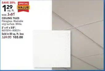 Lowe's Certainteed ceiling tiles, 2 x 4' x 5/8 offer