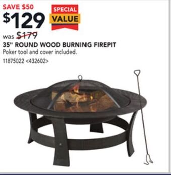 Lowe's 35 round wood burning firepit offer