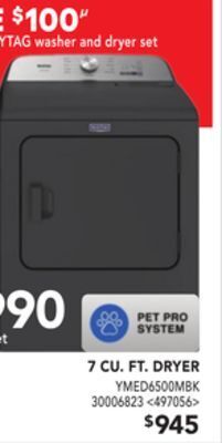 Lowe's Maytag 7 cu. ft. dryer offer