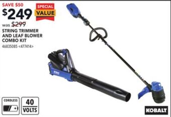 Lowe's Kobalt string trimmer and leaf blower combo kit offer
