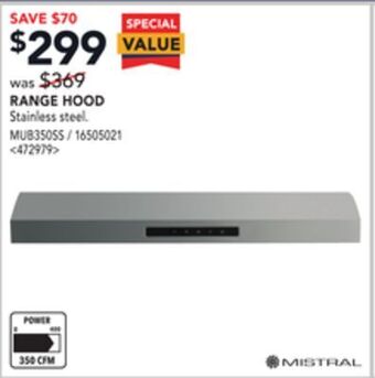 Lowe's Mistral range hood offer