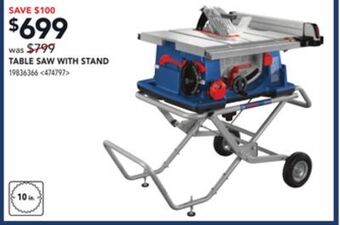 Lowe's Bosch table saw with stand offer