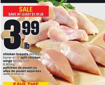 Independent Grocer Chicken breasts skinless bone-in or split chicken wings offer