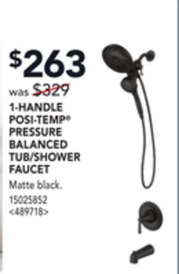 Lowe's Moen 1-handle posi-temp pressure balanced tub/shower faucet offer