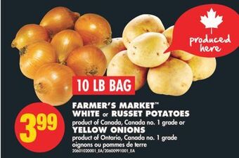 No Frills Farmer's market™ white or russet potatoes or yellow onions, 10 lb bag offer