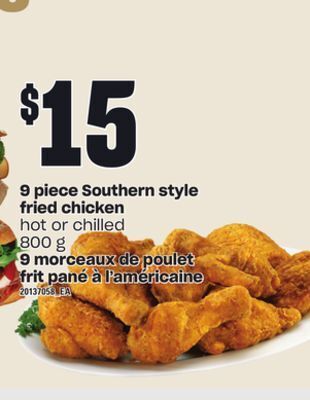 Independent Grocer 9 piece southern style fried chicken, 800 g offer