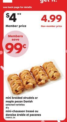 Independent Grocer Mini braided strudels or maple pecan danish, 4's offer
