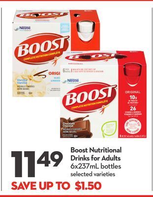 Longo's Boost nutritional drinks for adults offer