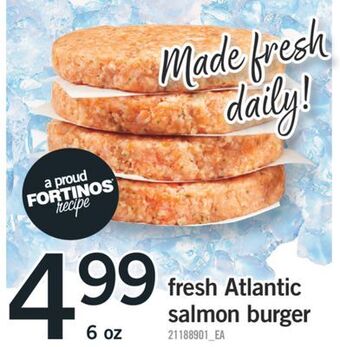 Fortinos Fresh atlantic salmon burger, 6 oz offer
