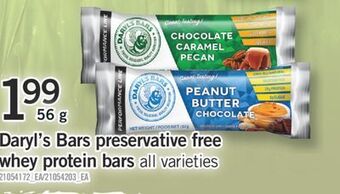 Fortinos Daryl's bars preservative free whey protein bars, 56 g offer