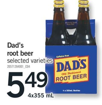 Fortinos Dad's root beer, 4x355 ml offer