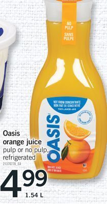 Fortinos Oasis orange juice, 1.54 l offer