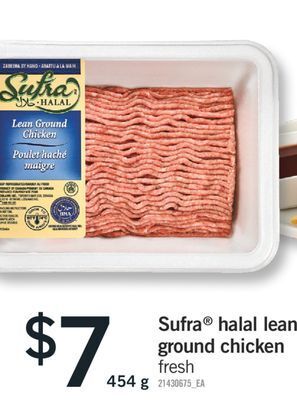 Fortinos Sufra® halal lean ground chicken, 454 g offer