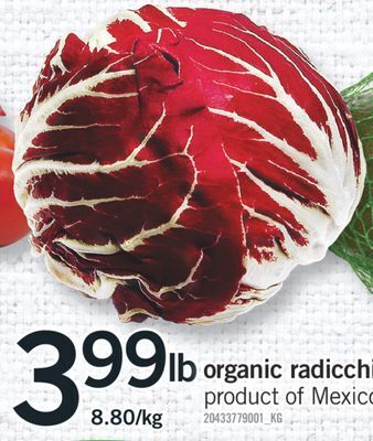 Fortinos Organic radicchio offer
