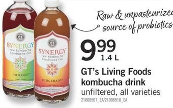 Fortinos Gt's living foods kombucha drink, 1.4 l offer