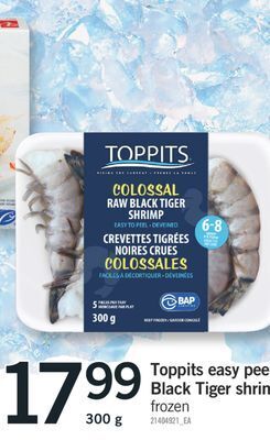 Fortinos Toppits easy peel black tiger shrimp, 300 g offer
