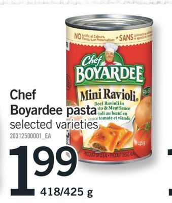 Fortinos Chef boyardee pasta, 418/425 g offer