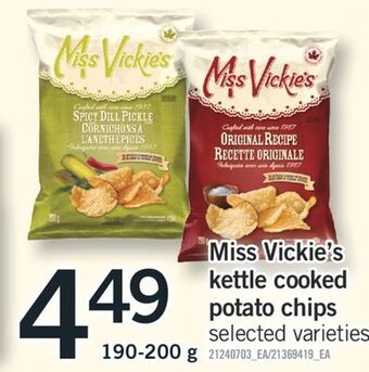 Fortinos Miss vickie's kettle cooked potato chips offer