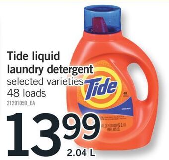 Fortinos Tide liquid laundry detergent offer