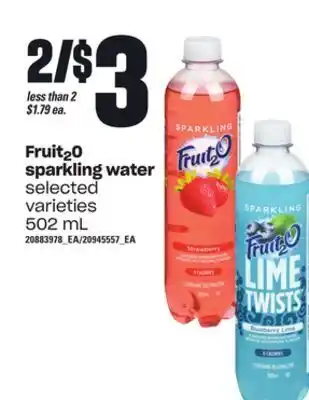 Loblaws Fruit₂ o sparkling water, 502 ml offer