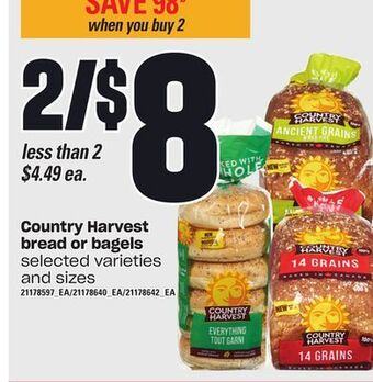 Loblaws Country harvest bread or bagels offer