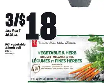 Loblaws Pc vegetable & herb soil, 20 l offer