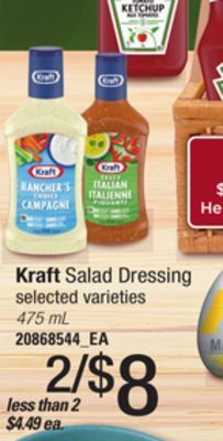 Loblaws Kraft salad dressing, 475 ml offer