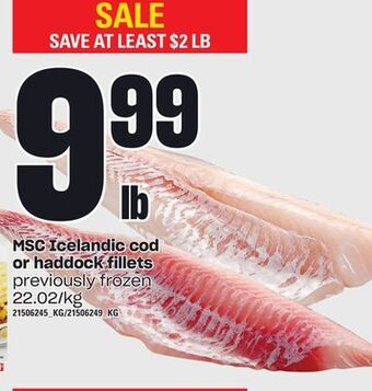 Loblaws Msc icelandic cod or haddock fillets offer