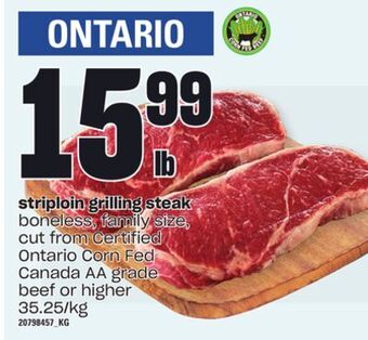 Loblaws Striploin grilling steak offer