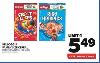 Real Canadian Superstore Kellogg's family size cereal, 480-650 g offer