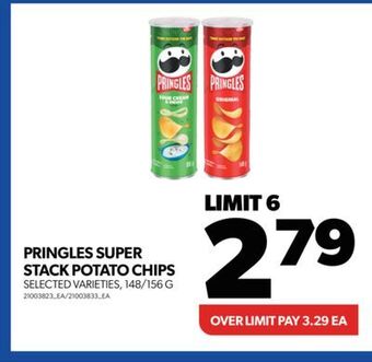 Real Canadian Superstore Pringles super stack potato chips, 148/156 g offer