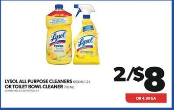 Real Canadian Superstore Lysol all purpose cleaners, 650 ml-1.2 l or toilet bowl cleaner, 710 ml offer