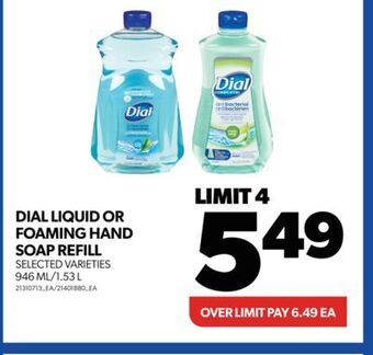 Dial liquid or foaming hand soap refill, 946 ml/1.53 l