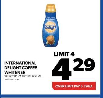 Real Canadian Superstore International delight coffee whitener, 946 ml offer