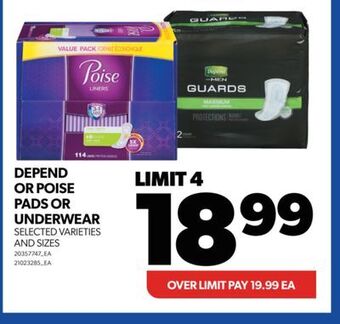 Real Canadian Superstore Depend or poise pads or underwear offer
